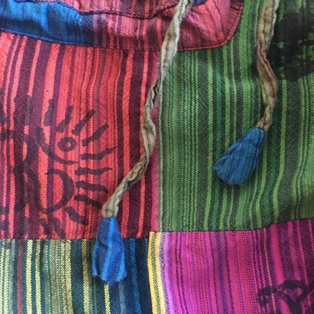 Harem Patchwork Baggy Hippie Pants with Big Box Pockets Size Small Boho - Picture 5 of 15